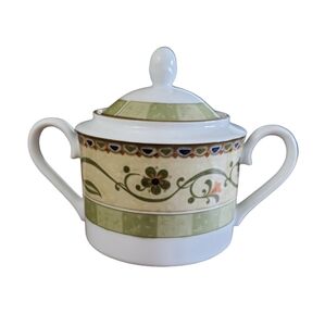 Noritake Impromptu Honeycone Sugar Bowl W/Lid Flowers & Vines #4237~  Pre-Owned